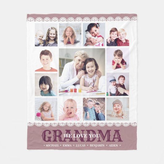 ブラウンモノグラムフォトコラージュフリースブランケット フリースブランケット (正面)