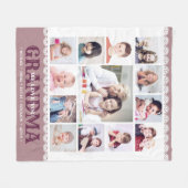 ブラウンモノグラムフォトコラージュフリースブランケット フリースブランケット (正面(横))