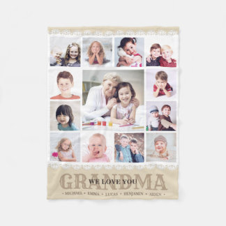 ブラウンモノグラムフォトコラージュフリースブランケット フリースブランケット