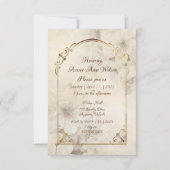 ブラウンモノトーンのとホワイトローズの金ゴールドフレーム セーブザデート (裏面)