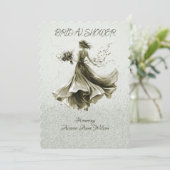 ブラウンモノトーンのスキップブライドウェディングシャワー 招待状 (スタンド正面)