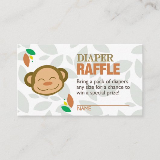 ブラウンモンキーおむつラッフルチケット エンクロージャーカード (正面)