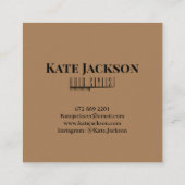 ブラウンユニークとブラックの美しいサロン スクエア名刺 (裏面)