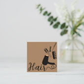 ブラウンユニークとブラックの美しいサロン スクエア名刺 (スタンド正面)