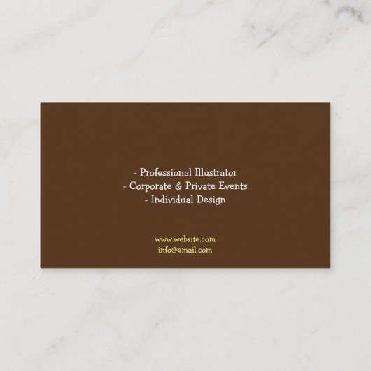 ブラウンユニーク&イエローアーティスト顔絵画ズ 名刺 (裏面)