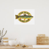 ブラウンユーモアのあるマス魚釣り ポスター (キッチン)