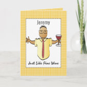 ブラウンユーモアのある男性漫画レッドワイン誕生日 カード (正面)