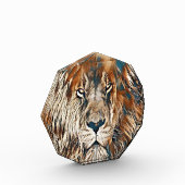 ブラウンライオン芸術的絵を描顔 フォトブロック (左)