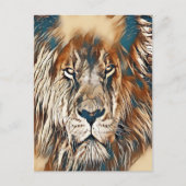 ブラウンライオン芸術的絵を描顔 ポストカード (正面)