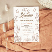 ブラウンラインイーハウウェスタン女性のカーボーイブライダルシャワー 招待状