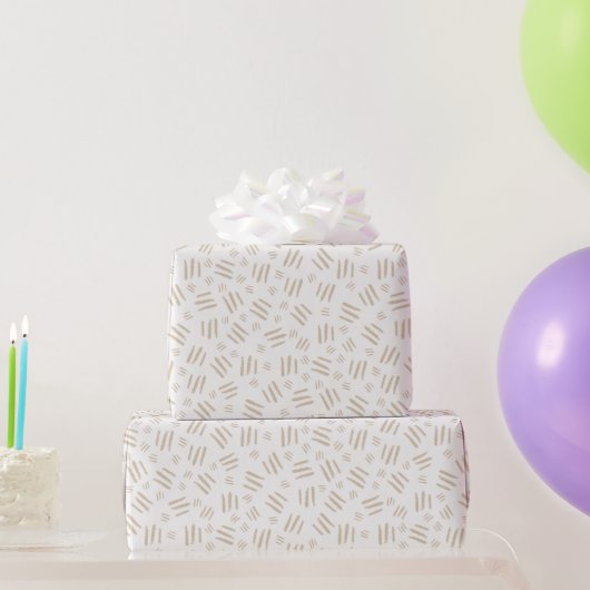 ブラウンライン抽象的な誕生日 ラッピングペーパー (パーティーギフト)