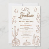 ブラウンライン イーハー ウェスタンカウガール ブライダルシャワー 招待状 (正面)