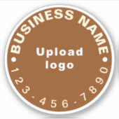 ブラウンラウンドビニールステッカーのビジネス電話番号 シール (正面)