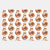 ブラウンラストオレンジクリームキツネ ラッピングペーパーシート (正面2)