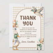 ブラウンラッキーダックバルーン誕生日サンキューカード 招待状 (正面)