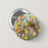 ブラウンラビットとタンポポのボタン 缶バッジ (正面&裏面)