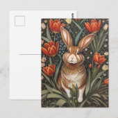 ブラウンラビットレッドチューリップウィリアムインスパイアモリス ポストカード (正面/裏面)