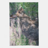 ブラウンラビット、自然で休む キッチンタオル (縦)