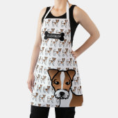 ブラウンラフなコートジャックラッセルテリア&ネーム エプロン (インサイチュ)