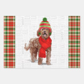 ブラウンラブラドルクリスマスドッグアンドホリデープライド ラッピングペーパーシート (正面)