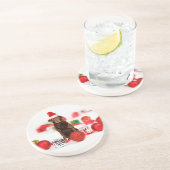 ブラウンラブラドールドッグクリスマスwギフトサンタハット コースター (側面)