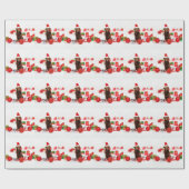 ブラウンラブラドールドッグクリスマスwギフトサンタハット ラッピングペーパー (フラット)