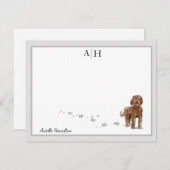ブラウンラブラドールドッググレイモ縁どノグラムカスタム ノートカード (正面/裏面)