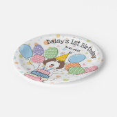 ブラウンラブラドールドッグバースデーパーティー紙プレート ペーパープレート (アングル)