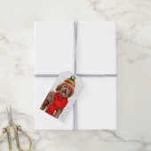 ブラウンラブラドールホリデードッグクリスマス ギフトタグ (より糸付き)