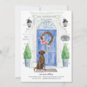 ブラウンラブラドールリトリエバードアの移動告知 招待状 (正面)