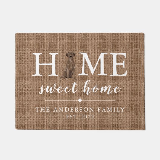 ブラウンラブラドールリトリエバーホームスイートホームドオーマ ドアマット (正面)