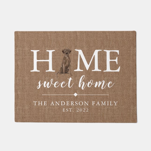 ブラウンラブラドールリトリエバーホームスイートホームドオーマ ドアマット (正面)