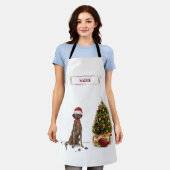 ブラウンラブラドールリトレおもしろいーバークリスマスドッグ エプロン (着用した状態)