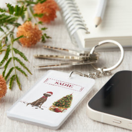 ブラウンラブラドールリトレおもしろいーバークリスマスドッグ キーホルダー