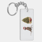 ブラウンラブラドールリトレおもしろいーバークリスマスドッグ キーホルダー (正面左)