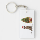 ブラウンラブラドールリトレおもしろいーバークリスマスドッグ キーホルダー (正面)