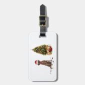 ブラウンラブラドールリトレおもしろいーバークリスマスドッグ ラゲッジタグ (正面縦)