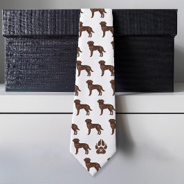 ブラウンラブラドールレトリエバーパターンカスタムモノグラム ネクタイ