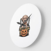 ブラウンラブラドール・ハロウィーンの不気味な犬 ラージ壁時計 (傾斜)