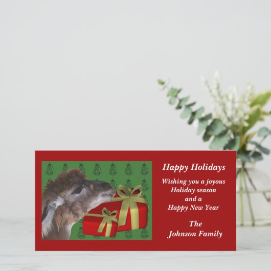 ブラウンラマファームアニマルクリスマスホリデーカード シーズンカード (スタンド正面)