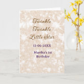 ブラウンラメ きらきら星のバースデー カード (黄色い花)