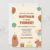 ブラウンリトルキャピーベビーカピバラキッズおもしろい誕生日 招待状 (正面)