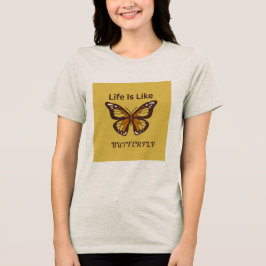 ブラウンリトロ蝶デザインTシャツ トライブレンドTシャツ