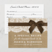 ブラウンリボンオンクラフト&レースブライダルシャワーレシピ インビテーションポストカード (正面/裏面)