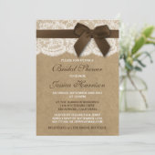 ブラウンリボンオンクラフト&レースブライダルシャワー 招待状 (スタンド正面)