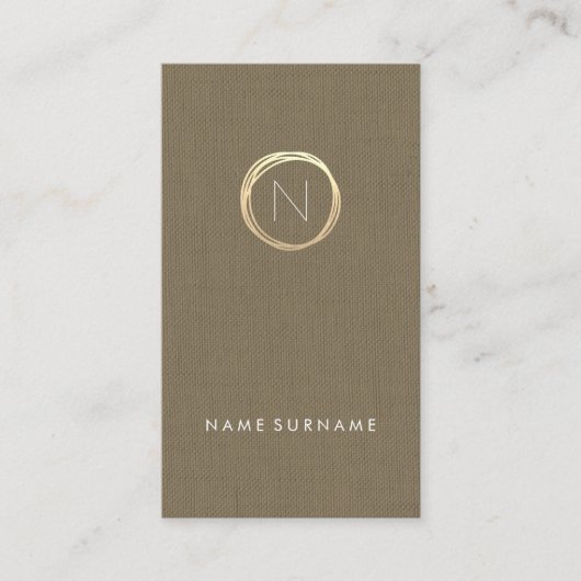 ブラウンリモダンネンエレガント金ゴールド(縦) 名刺 (正面)
