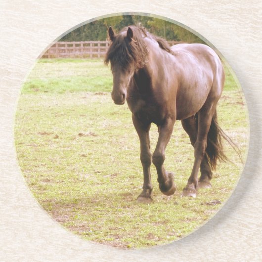 ブラウンリラックスホース歩く コースター (正面)