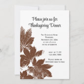 ブラウンリーフスタンプ感謝祭ディナー招待状 招待状 (正面)