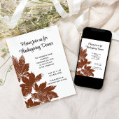 ブラウンリーフスタンプ感謝祭ディナー招待状 招待状