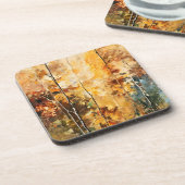 ブラウンリーフ自然セレニティ抽象芸術アート コースター (左側)